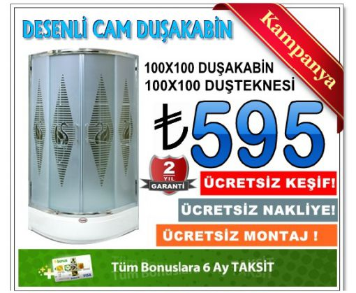 Desenli Cam Duşakabin