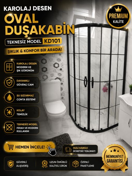 Karolaj Desen Oval Teknesiz Duşakabin KD101 Karolaj Desen Oval Teknesiz Duşakabin KD101