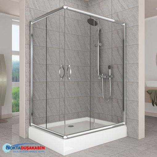 Dikdörtgen Köşeli Temperli Cam sürgülü sistem Duşakabin+duşteknesi 