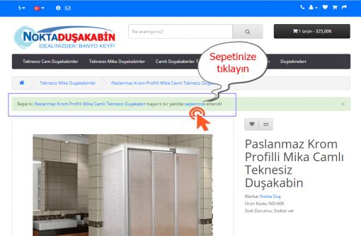 Alışveriş sepeti Sayfası Alışveriş sepeti Sayfası