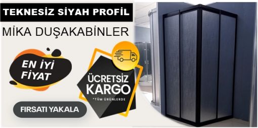 Siyah Mika Duşakabin Siyah Mika Duşakabin teknesiz