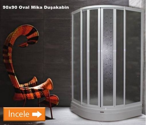 90x90 Oval Mika Camlı Duşakabin Fiyatları  