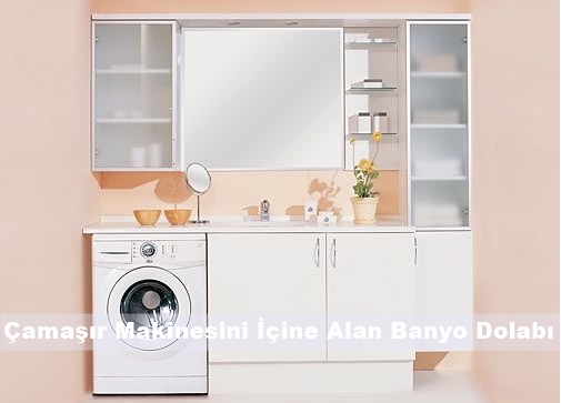 Çamaşır Makinesini İçine Alan Banyo Dolabı 