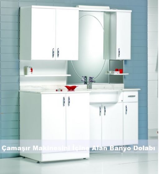 Çamaşır Makinesini İçine Alan Banyo Dolabı 