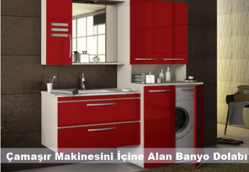 Çamaşır Makinesini İçine Alan Banyo Dolabı 