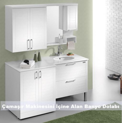 Çamaşır Makinesini İçine Alan Banyo Dolabı 