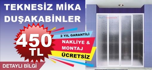 İki Duvar Arası Teknesiz Mika Duşakabin ND400 İki Duvar Arası Teknesiz Mika Duşakabin ND400