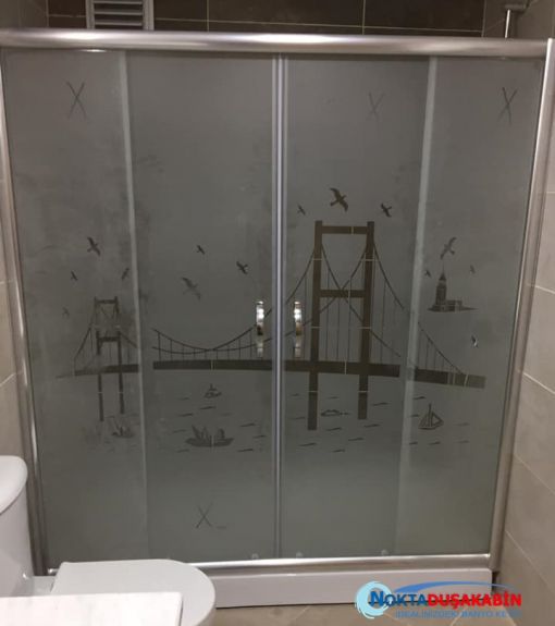 BOĞAZ KÖPRÜSÜ DESENLİ CAM DUŞAKABİN İki Duvar Arası BOĞAZ KÖPRÜSÜ DESENLİ CAM DUŞAKABİN