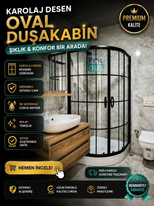 Karolaj Desen Oval Duşakabin+ Duşteknesi 