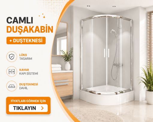 Lüks Camlı Duşakabin+Duşteknesi ND100 