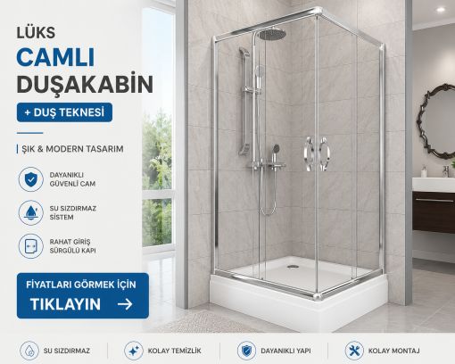 Lüks Camlı Duşakabin+Duşteknesi ND101 