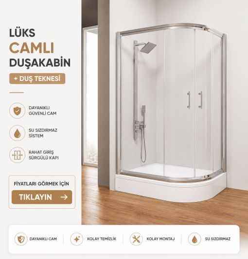 Lüks Camlı Duşakabin+Duşteknesi ND105 Lüks Camlı Duşakabin+Duşteknesi ND105