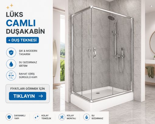 Lüks Camlı Duşakabin+Duşteknesi ND106 
