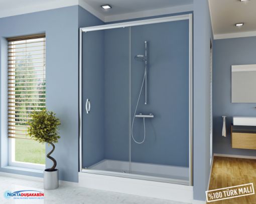 İki duvar arası Temperli Cam sürgülü sistem Duşakabin+duşteknesi  