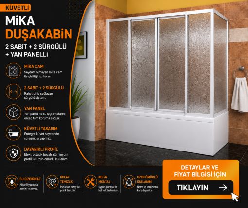 ND315 mika duşakabin modeli; 45 cm yüksekliğinde akrilik küveti, sürgülü kapı sistemi ve alan tasarrufu sağlayan özel tasarımıyla modern banyolar için şık ve kullanışlı çözüm sunar. 