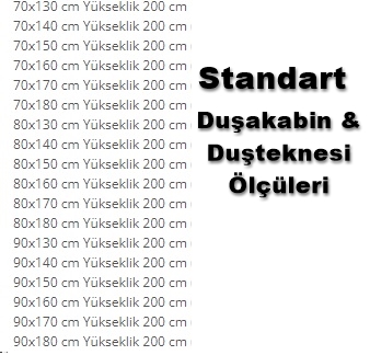 standart Duşakabin Ölçü Aralıkları 