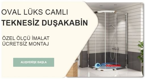 Oval lüks camlı teknesiz duşakabin 