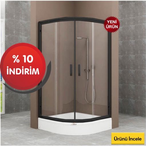 Siyah profil oval cam duşakabin+duşteknesi Siyah profil oval cam duşakabin+duşteknesi