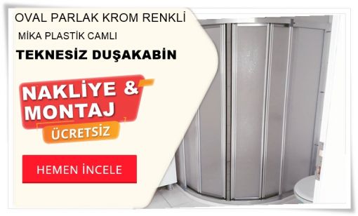 Parlak Krom Renkli Teknesiz Mika Duşakabin