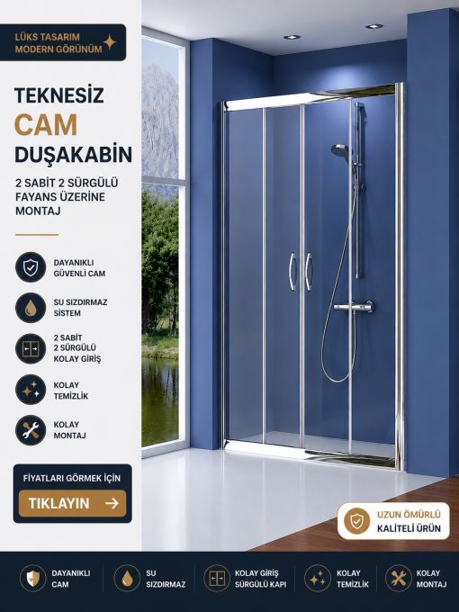 Teknesiz Lüks Camlı Duşakabin ND112 