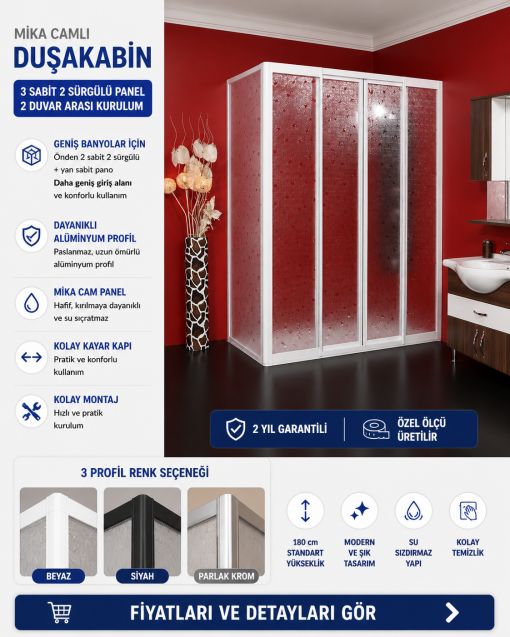 Teknesiz Mika Duşakabin ND403 Teknesiz Mika Duşakabin ND403