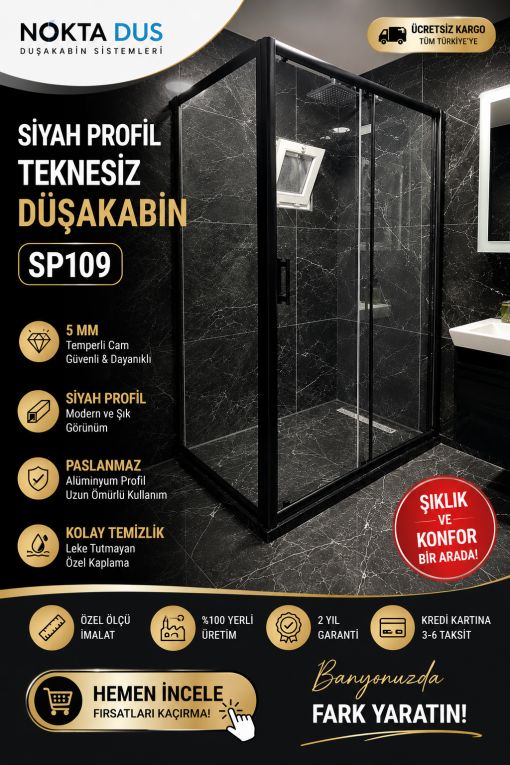 Teknesiz Siyah Duşakabin SP109 