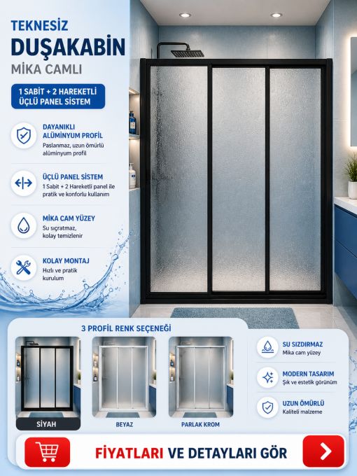 Teknesiz Siyah Mika Duşakabin ND426